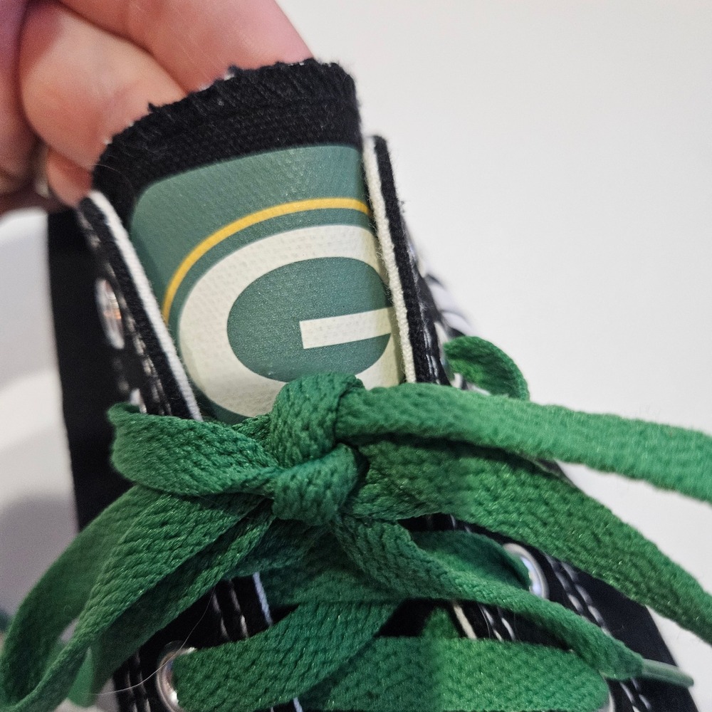 Green Bay Packers Canvas Low Top Sneakers Black Green Women's Size 39 8.5 E-LOV - Picture 12 of 12